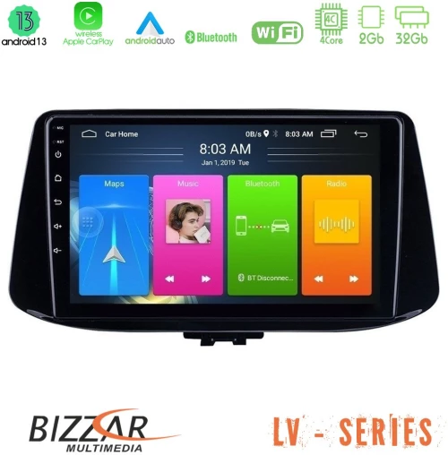 Bizzar LV Series Hyundai i30 4Core Android 13 2+32GB Navigation Multimedia Tablet 9"