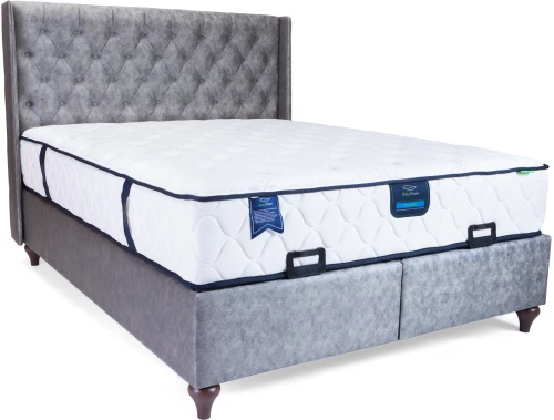 Κρεβάτι με στρώμα "VERO" διπλό με αποθηκευτικό χώρο από alcantara σε γκρι χρώμα 160x200