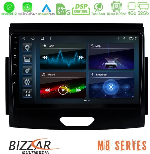 Bizzar M8 Series Ford Ranger 2017-2022 8core Android13 4+32GB Navigation Multimedia Tablet 9″