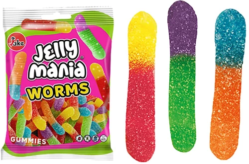 ΖΕΛΙΝΙΑ JAKE SOUR WORMS ΣΑΚ=100g JAKE SA - 18 ΤΕΜ