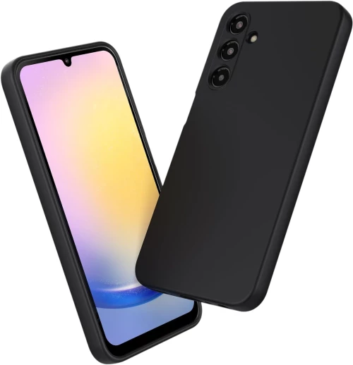 Samsung Galaxy A25 5G-  Rubber Soft Touch Silicone Cover with Microfiber Interior Camera Protection Black (oem)