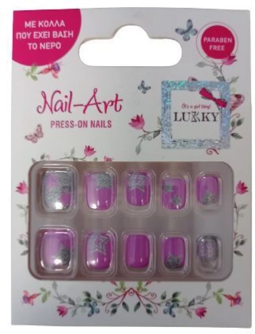 LUKKY PRESS ON NAILS ΜΩΒ ΜΕ ΑΣΤΕΡΙΑ- LUK07000