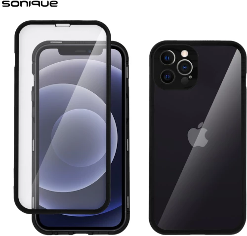 Μαγνητική Μεταλλική Θήκη 360° Full Protector Sonique για Apple iPhone 12 Μαύρο - Sonique - Μαύρο - iPhone 12 - Θήκες Πλάτης