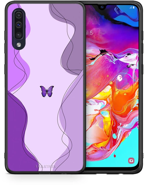 Purple Mariposa - Samsung Galaxy A70 case