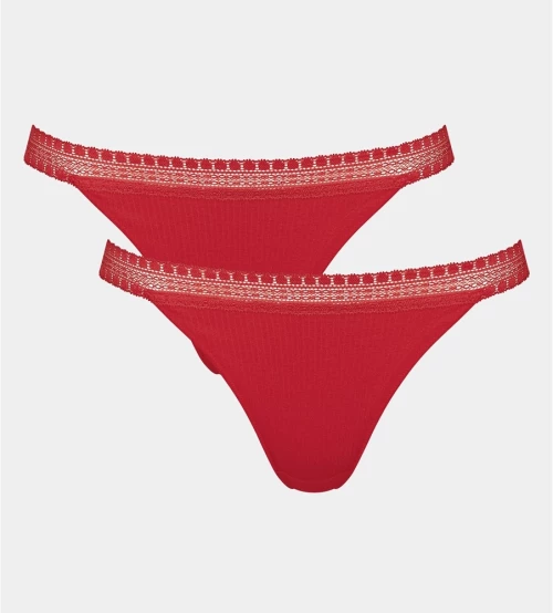 Sloggi Go Ribbed H Tanga Γυναικεία Κυλοτάκια 2ΤΜΧ Βαμβακερά 10213088-024