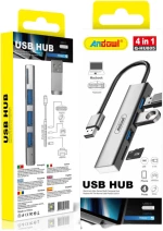 Andowl Q-HU805 USB 2.0 Hub 4 Θυρών με σύνδεση USB-A Μπλε