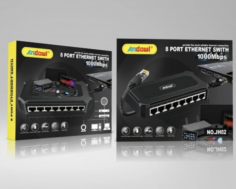 Andowl Q-JH02 Internet Switch With 8 PORTS-Black