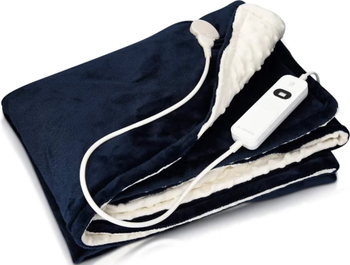 Navaris Electric Heating Blanket - Ηλεκτρική Θερμαινόμενη Πλενόμενη Κουβέρτα με Χρονοδιακόπτη για Αυτόματη Απενεργοποίηση - 180 x 130 cm - 120W - Blue Outside / White Bubbles Inside (45274.07.01)