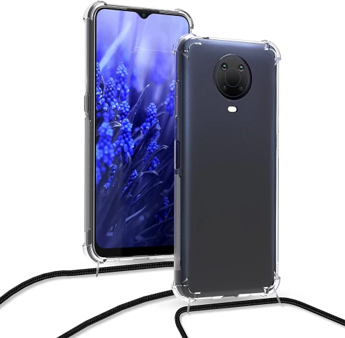 KWmobile Διάφανη Θήκη Σιλικόνης με Λουράκι Λαιμού - Nokia G20 / G10 - Transparent / Black (55598.03)