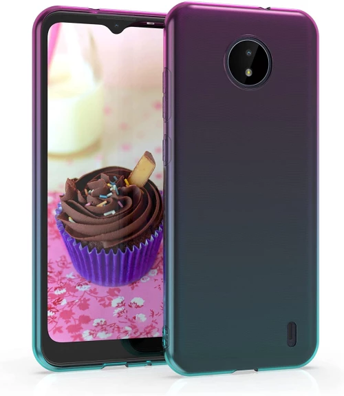 KWmobile Θήκη Σιλικόνης Nokia C20 / C10 - Bicolor / Dark Pink / Blue / Transparent (54862.01)