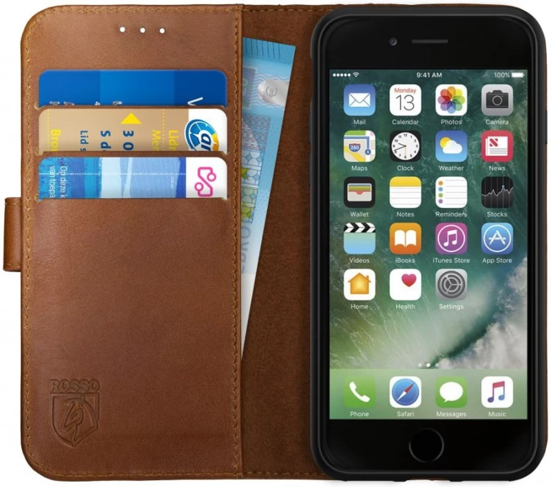 Rosso Deluxe Δερμάτινη Θήκη Πορτοφόλι Apple iPhone 6S / 6 - Brown (8719246126376)