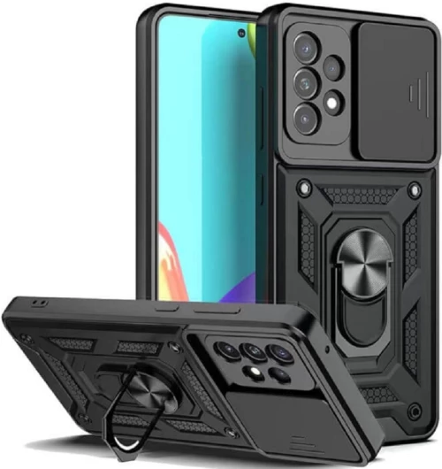 Bodycell Armor Slide - Ανθεκτική Θήκη Samsung Galaxy A32 5G με Κάλυμμα για την Κάμερα & Μεταλλικό Ring Holder - Black (5206015004643)