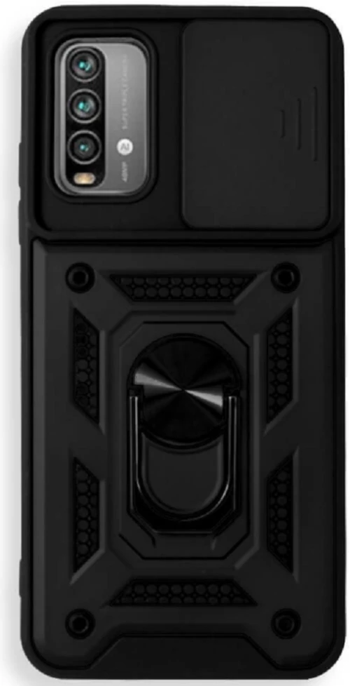 Bodycell Armor Slide - Ανθεκτική Θήκη Xiaomi Poco M3 με Κάλυμμα για την Κάμερα & Μεταλλικό Ring Holder - Black (5206015004094)