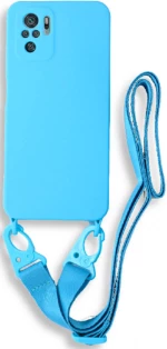 Bodycell Θήκη Σιλικόνης με Λουράκι Λαιμού - Xiaomi Redmi Note 10 / Note 10S - Blue (5206015002021)