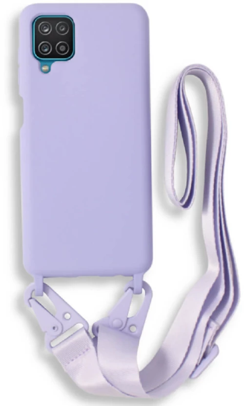 Bodycell Θήκη Σιλικόνης με Λουράκι Λαιμού - Samsung Galaxy A12 - Violet (5206015001161)