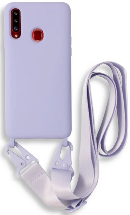 Bodycell Θήκη Σιλικόνης με Λουράκι Λαιμού - Samsung Galaxy A20s - Violet (5206015001208)