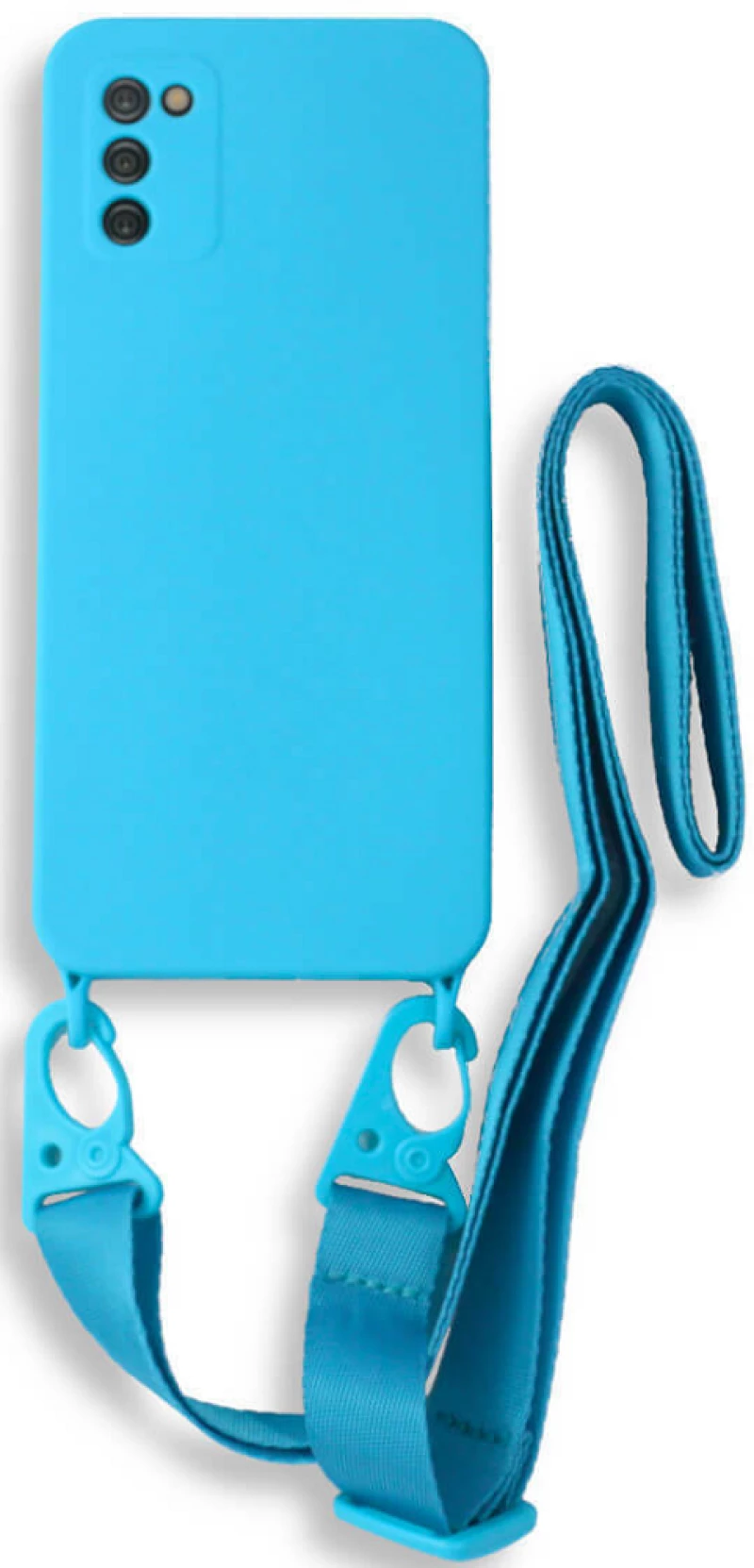 Bodycell Θήκη Σιλικόνης με Λουράκι Λαιμού - Samsung Galaxy A02s - Light Blue (5206015000478)