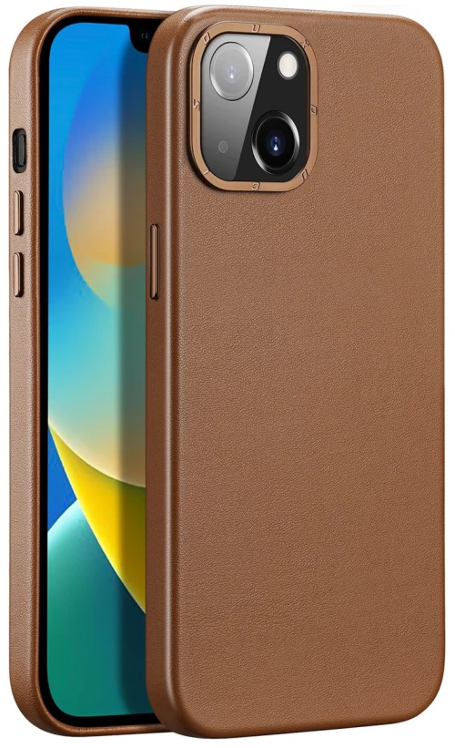 Duxducis Grit Elegant PU Leather - Σκληρή Θήκη MagSafe Apple iPhone 14 Plus - Brown (6934913036952)