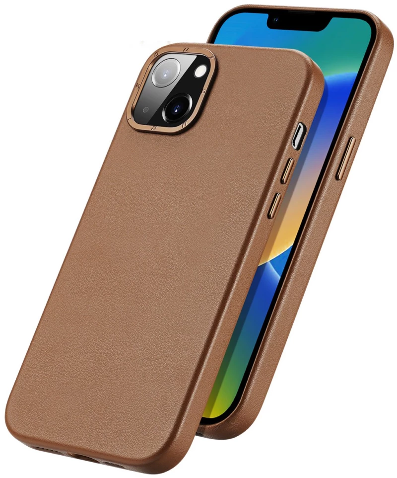 Duxducis Grit Elegant PU Leather - Σκληρή Θήκη MagSafe Apple iPhone 14 Plus - Brown (6934913036952)