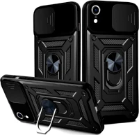 Bodycell Armor Slide - Ανθεκτική Θήκη Apple iPhone XR με Κάλυμμα για την Κάμερα & Μεταλλικό Ring Holder - Black (5206015005152)