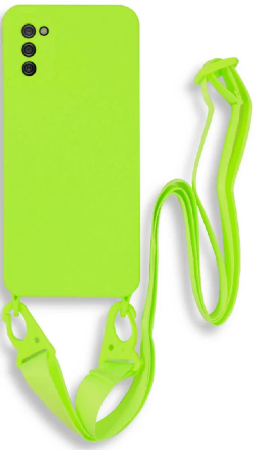 Bodycell Θήκη Σιλικόνης με Λουράκι Λαιμού - Samsung Galaxy A02s - Light Green (5206015000485)