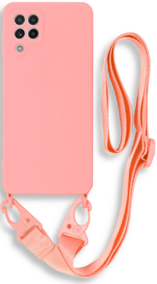 Bodycell Θήκη Σιλικόνης με Λουράκι Λαιμού - Samsung Galaxy A22 4G - Pink  (5206015001277)