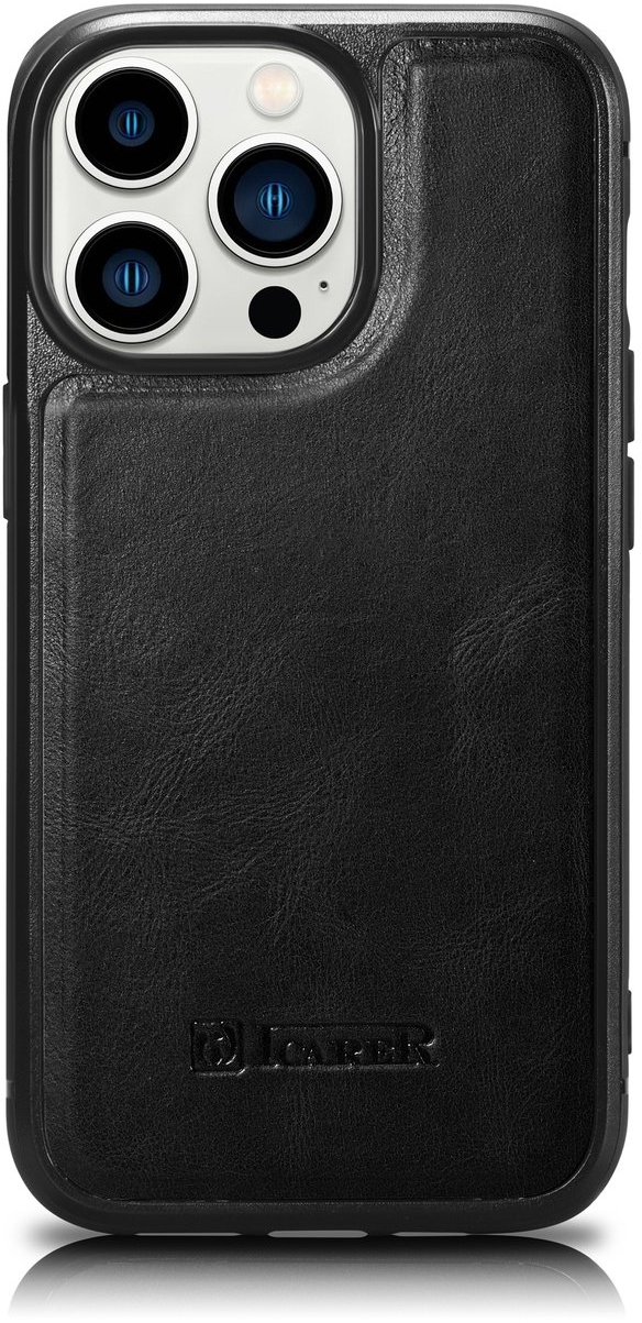 iCarer Oil Wax Leather Cover - Δερμάτινη Θήκη με TPU Bumper - Apple iPhone 14 Pro Max - Black (WMI14220720-BK)