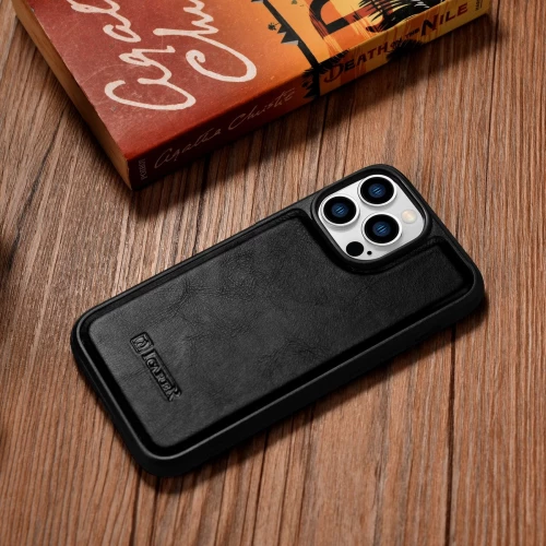 iCarer Oil Wax Leather Cover - Δερμάτινη Θήκη με TPU Bumper - Apple iPhone 14 Pro Max - Black (WMI14220720-BK)