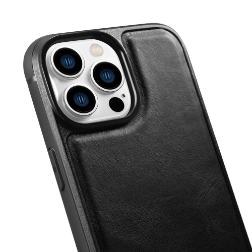 iCarer Oil Wax Leather Cover - Δερμάτινη Θήκη με TPU Bumper - Apple iPhone 14 Pro Max - Black (WMI14220720-BK)