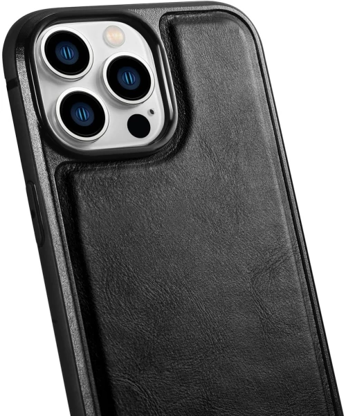 iCarer Oil Wax Leather Cover - Δερμάτινη Θήκη με TPU Bumper - Apple iPhone 14 Pro Max - Black (WMI14220720-BK)