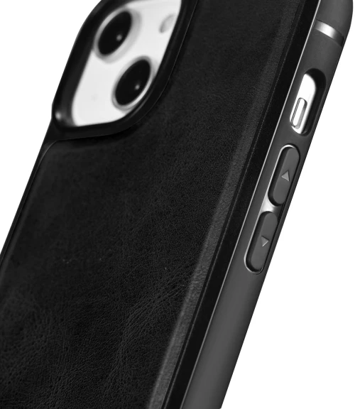 iCarer Oil Wax Leather Cover - Δερμάτινη Θήκη με TPU Bumper - Apple iPhone 14 Pro Max - Black (WMI14220720-BK)