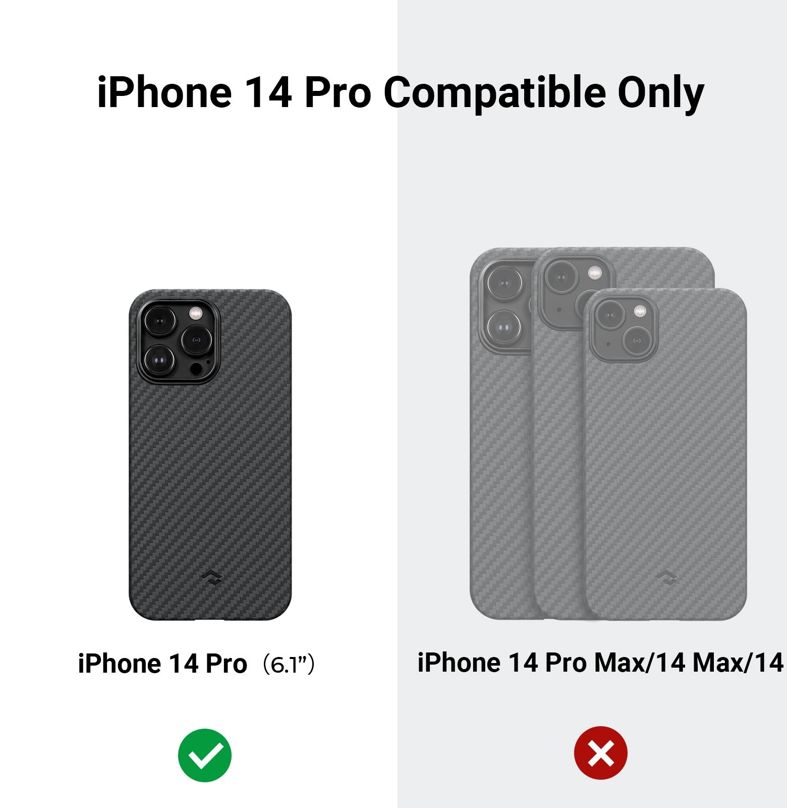 Pitaka MagEZ Case 3 - MagSafe Θήκη Aramid Fiber Body Apple iPhone 14 Pro - 1.05mm - 1500D - Black / Grey / Twill (KI1401P)