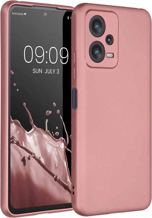 KWmobile Θήκη Σιλικόνης Xiaomi Redmi Note 12 5G / Poco X5 με Πλαίσιο Κάμερας - Metallic Rose Gold (60888.31)