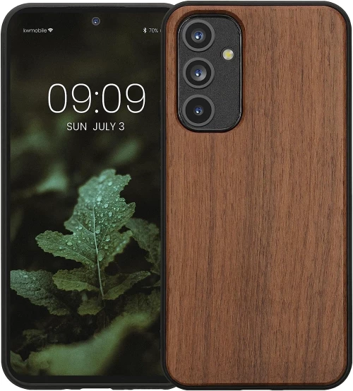 KWmobile Σκληρή Ξύλινη Θήκη με TPU Bumper - Samsung Galaxy A54 - Walnut / Dark Brown (60798.18)
