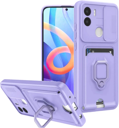 Bodycell Multifunction - Ανθεκτική Θήκη Xiaomi Redmi A2 Plus / A1 Plus με Λουράκι Λαιμού / Κάλυμμα Κάμερας / Ring Holder / Υποδοχή Κάρτας - Purple (5206015017599)