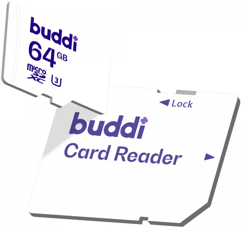 Buddi Κάρτα Μνήμης MicroSD 64GB Class U3 με Αντάπτορα SDXC - White - (8719246387357)