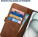 Rosso Deluxe Δερμάτινη Θήκη Πορτοφόλι Apple iPhone 15 Plus - Brown (8719246401527)