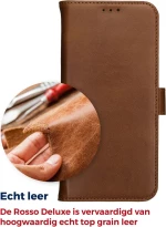 Rosso Deluxe Δερμάτινη Θήκη Πορτοφόλι Apple iPhone 15 Plus - Brown (8719246401527)