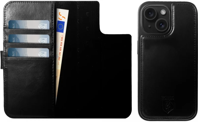 Rosso Elite - MagSafe Δερμάτινη Θήκη / Πορτοφόλι - Apple iPhone 14 - Black (8719246420061)