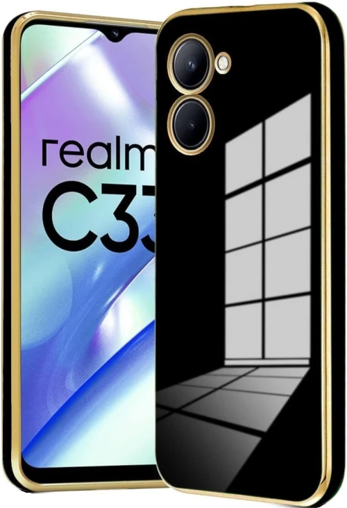 Bodycell Gold Plated - Θήκη Σιλικόνης Realme C33 - Black (5206015070747)