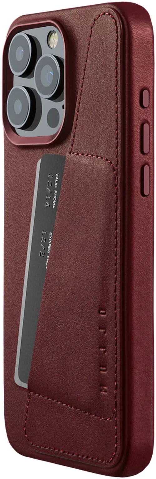 MUJJO Full Leather Wallet Case - Δερμάτινη Θήκη-Πορτοφόλι MagSafe - Apple iPhone 15 Pro Max - Burgundy (MUJJO-CL-042-BN)