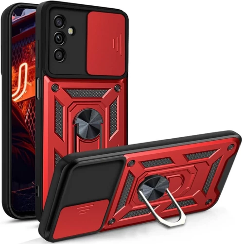 Bodycell Armor Slide - Ανθεκτική Θήκη Samsung Galaxy A05s με Κάλυμμα για την Κάμερα & Μεταλλικό Ring Holder - Red (5206015072352)