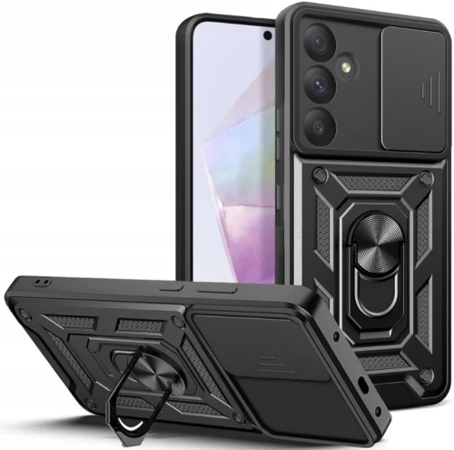 Ανθεκτική Θήκη με Κάλυμμα για την Κάμερα & Μεταλλικό Ring Holder - Samsung Galaxy A35 - Tech-Protect Camshield Pro - Black (5906203692019)