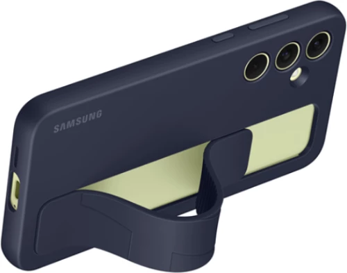 Θήκη Σιλικόνης με Λουράκι Χειρός - Samsung Galaxy A55 - Official Samsung Silicone Grip - Blue / Black (EF-GA556TBEGWW)