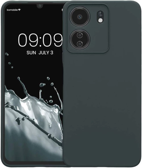 KWmobile Soft Slim Flexible Rubber Cover with Camera Protector - Θήκη Σιλικόνης Xiaomi Redmi 13C 4G / Poco C65 με Πλαίσιο Κάμερας - Dark Slate (KWM000020KN002C)