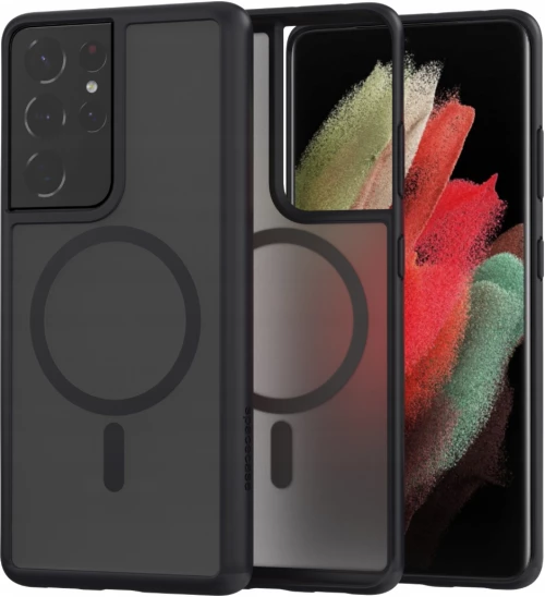 Spacecase Hybrid MagSafe - Σκληρή Ημιδιάφανη Θήκη MagSafe - Samsung Galaxy S21 Ultra 5G - Black (5905719103385)