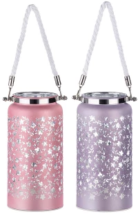 Φανάρι ArteLibre Φωτιζόμενο LED Με Διακόσμηση Γυαλί 16cm Σε 2 Χρώματα