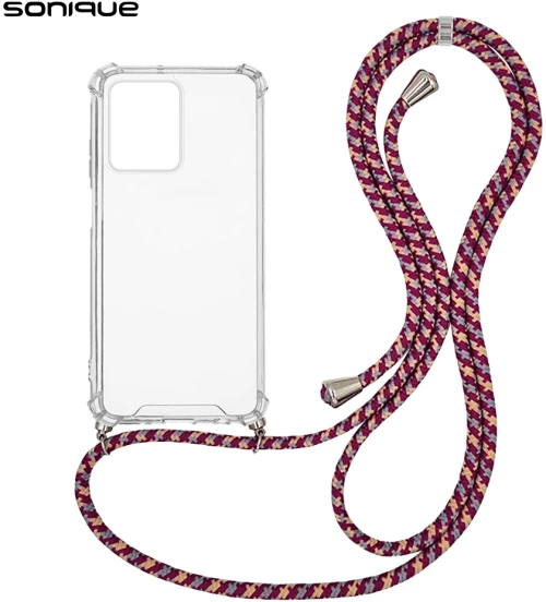 Θήκη Σιλικόνης με Κορδόνι Sonique Armor Clear Xiaomi Redmi Note 12 Pro Plus Rainbow Μπορντό - Sonique - Rainbow Μπορντό - Redmi Note 12 Pro Plus - Θήκες Πλάτης