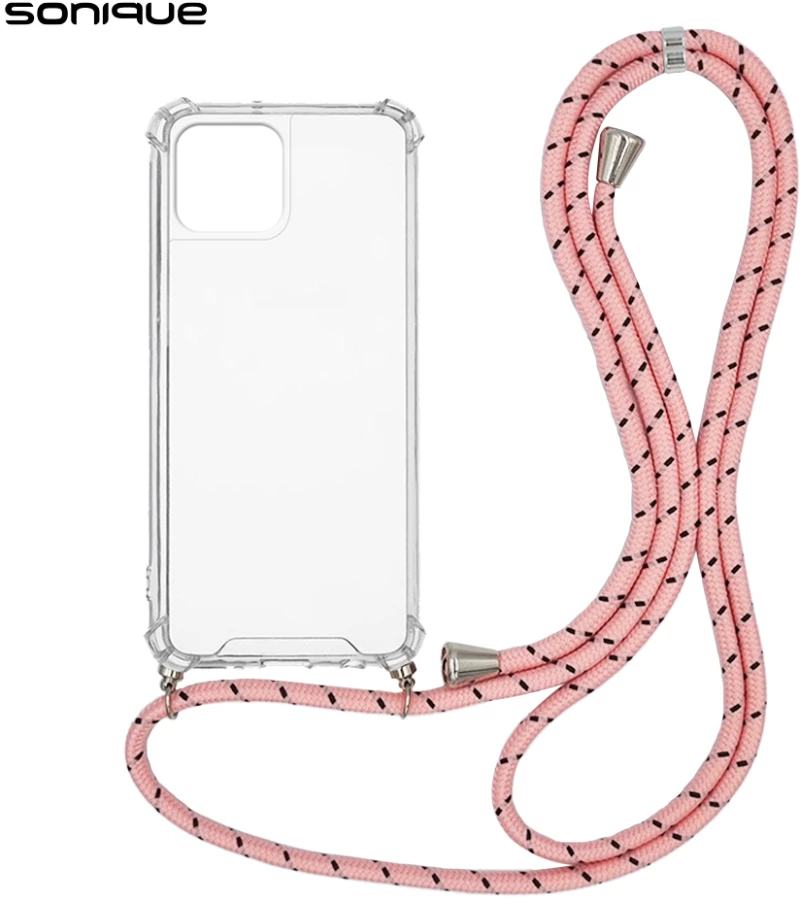 Θήκη Σιλικόνης με Κορδόνι Sonique Armor Clear Apple iPhone 15 Rainbow Ροζ - Sonique - Rainbow Ροζ - iPhone 15 - Θήκες Πλάτης
