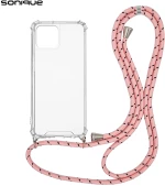 Θήκη Σιλικόνης με Κορδόνι Sonique Armor Clear Apple iPhone 15 Rainbow Ροζ - Sonique - Rainbow Ροζ - iPhone 15 - Θήκες Πλάτης